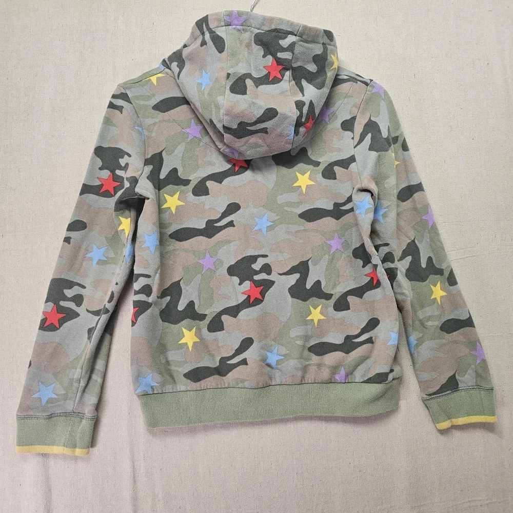 Boden Girls 11-12Y Green Camo Stars‎ Hooded Sweatshirt Hoodie Kangaroo Pocket
